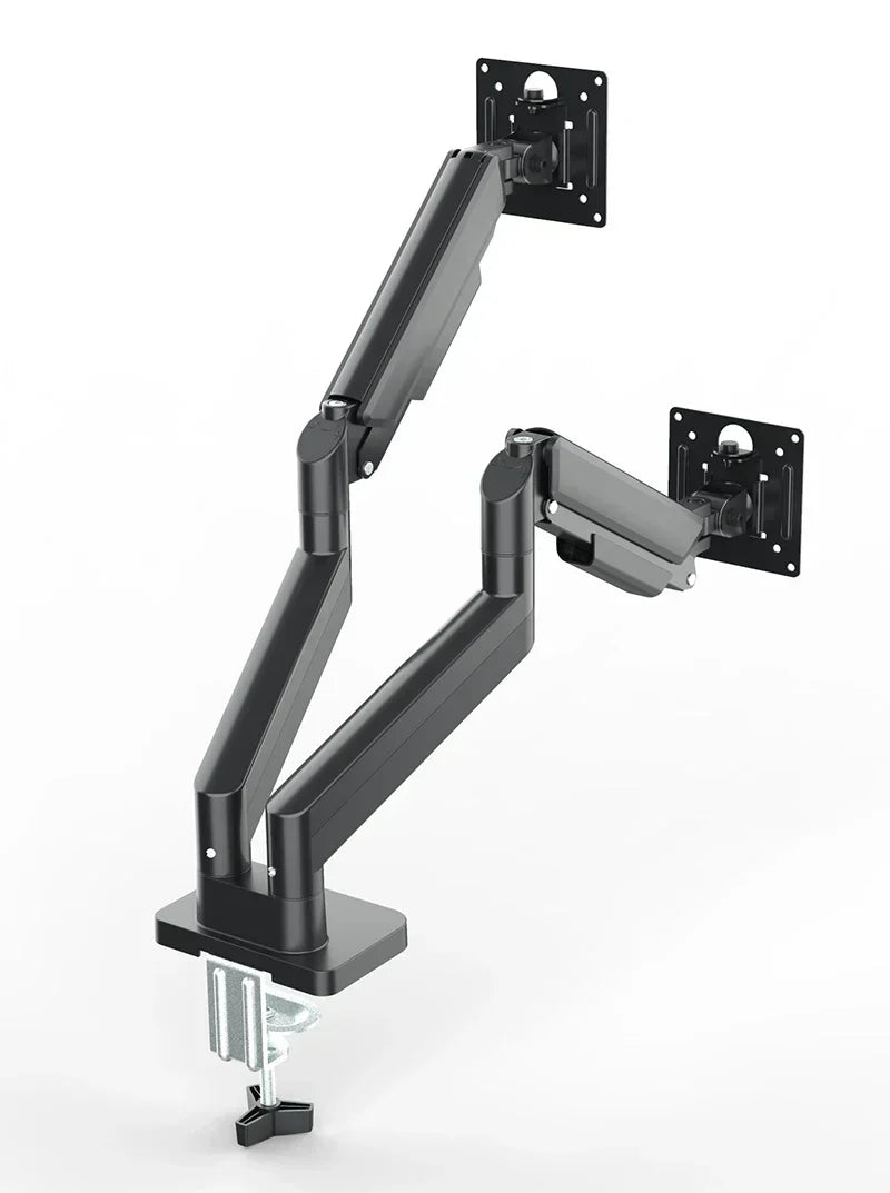 Dual-Monitor-Halterung für 17–32 Zoll Bildschirme – Schwenkbar, Neigbar, Höhenverstellbar – 2–10 kg Tragkraft pro Arm – Schwarz/Weiß