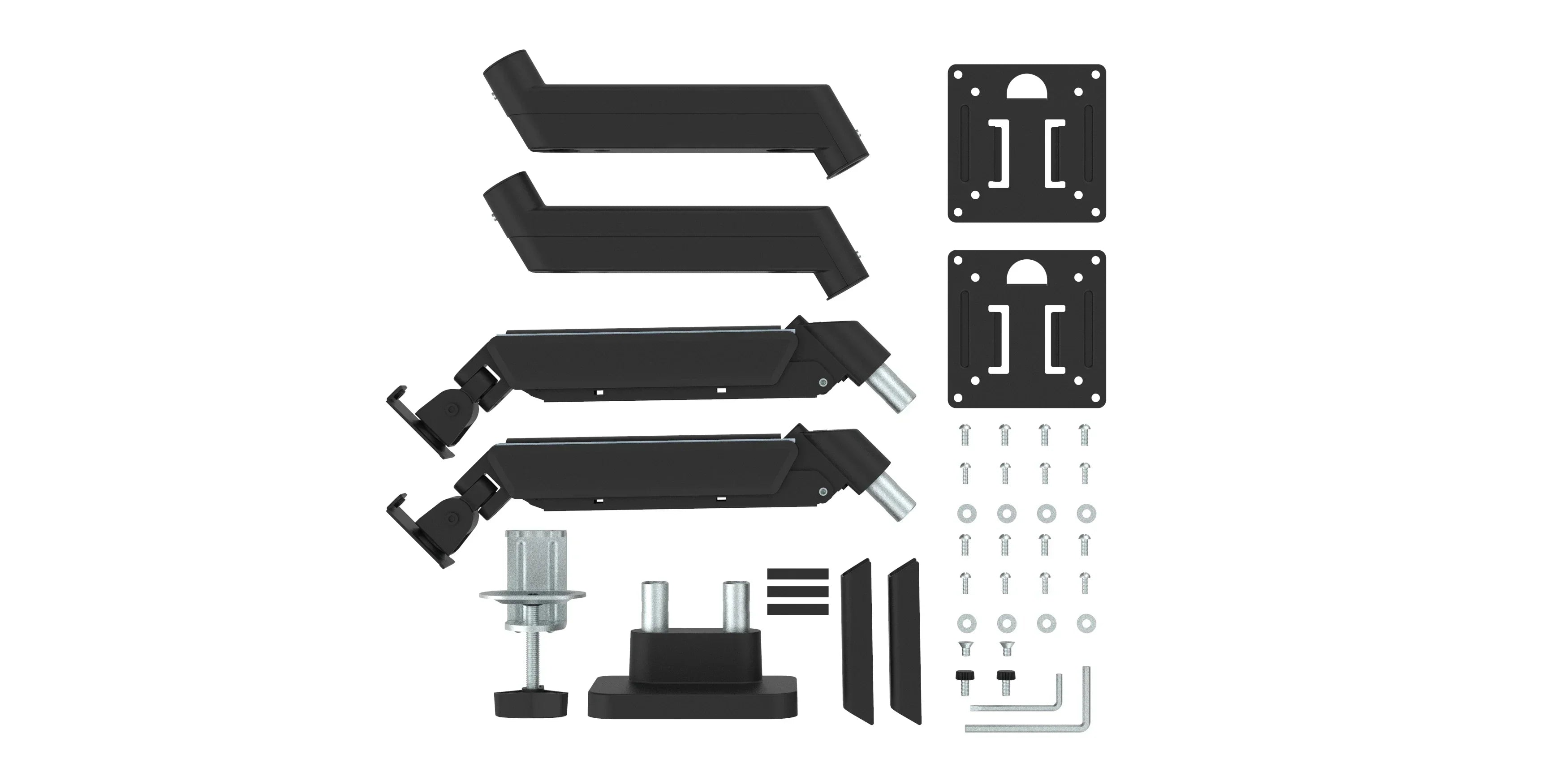 Dual-Monitor-Halterung für 17–32 Zoll Bildschirme – Schwenkbar, Neigbar, Höhenverstellbar – 2–10 kg Tragkraft pro Arm – Schwarz/Weiß