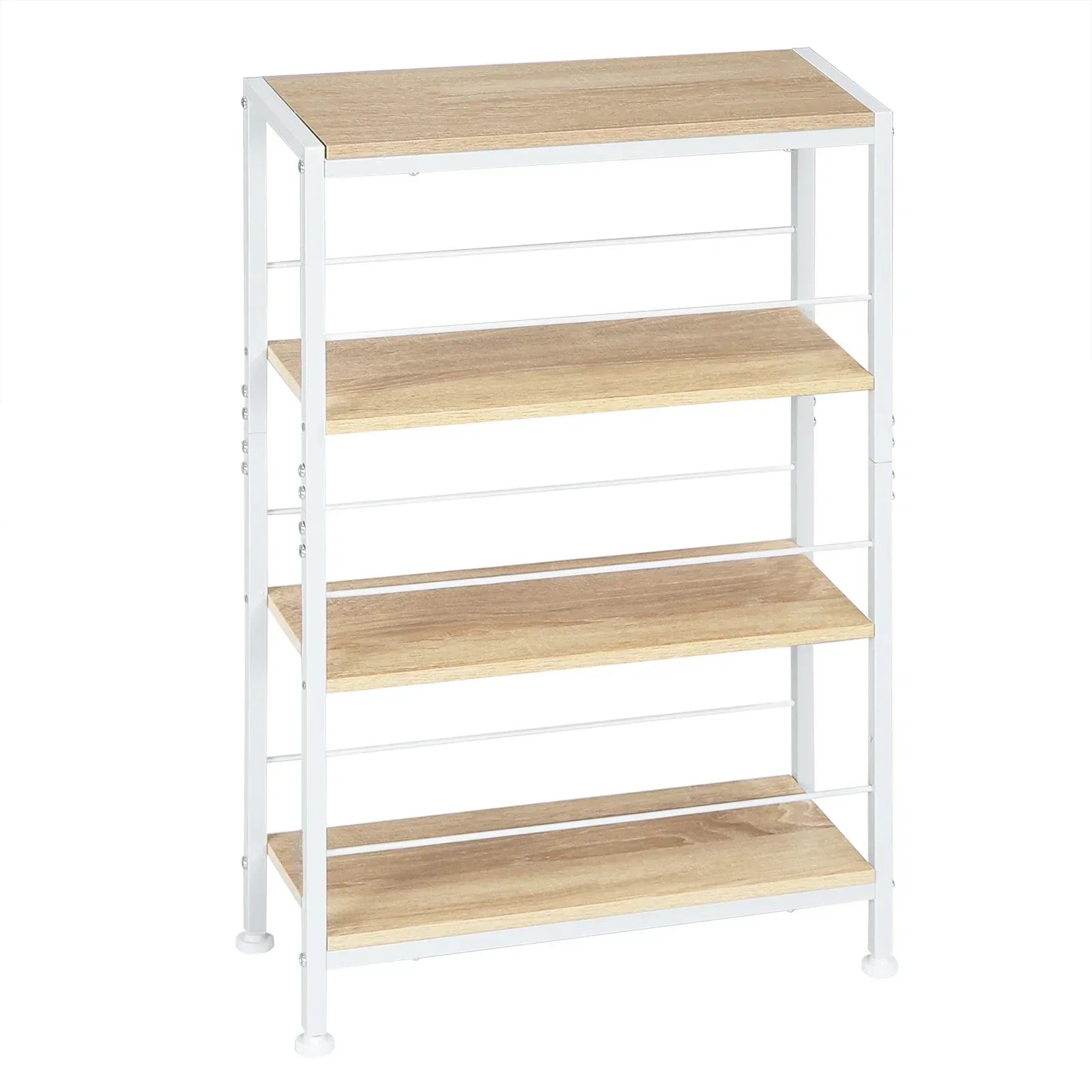 Schmales Leiter-Bücherregal mit 4 Ablagen – MDF & Metall – 50 x 20 x 78 cm – Weiß